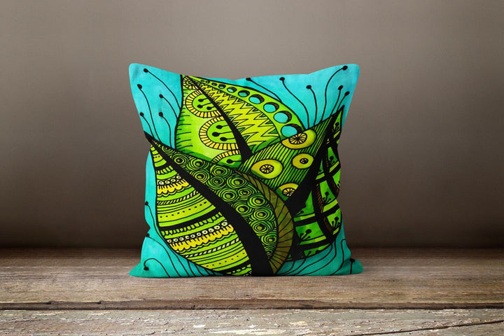 Plants Pillow Cover|Green Leaves Pillow Cover|Floral Cushion Case|Decorative Pillow Case|Boho Bedding Decor|Housewarming Outdoor Pillow Gift