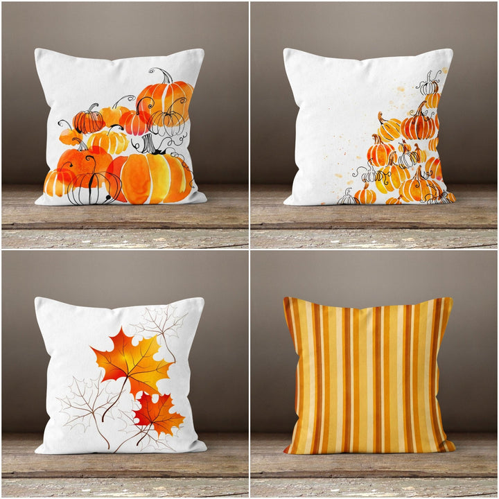 Fall Trend Pillow Cover|Autumn Cushion Case|Dry Leaves Throw Pillow|Pumpkin Home Decor|Housewarming Farmhouse Style Outdoor Pillow Case