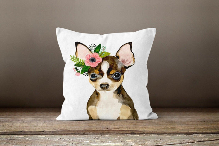 Cute Dogs Pillow Cover|Decorative Cushion Case|Dog With Glasses Home Decor|Dogs and Flowers Pillow Case|Animal Print Farmhouse Pillow Case