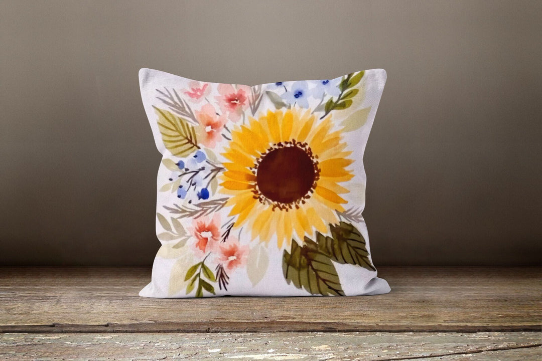 Sunflower Pillow Case|Yellow Floral Pillow Cover|Farmhouse Style Cushion Case|Decorative Summer Pillow|Boho Bedding Decor|Housewarming Gift