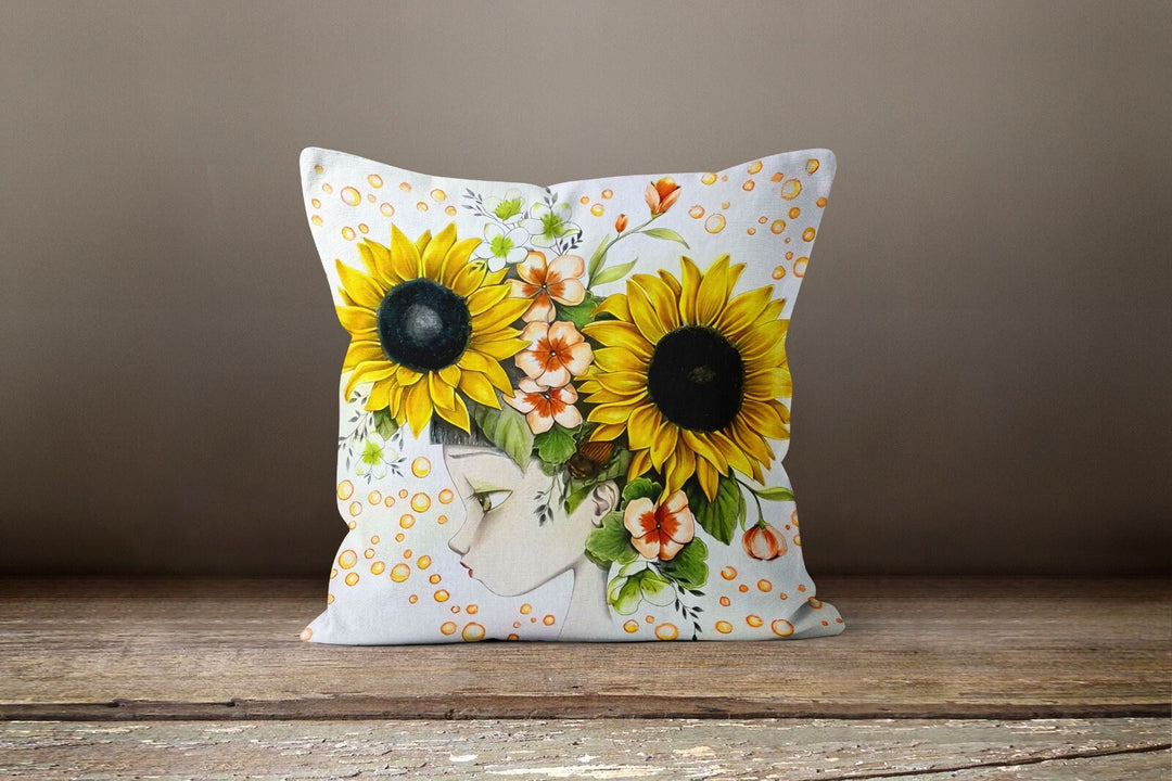 Sunflower Pillow Case|Yellow Floral Pillow Cover|Farmhouse Style Cushion Case|Decorative Summer Pillow|Boho Bedding Decor|Housewarming Gift