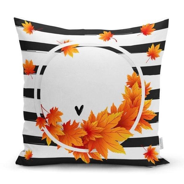 Fall Trend Pillow Cover|Autumn Cushion Case|Dry Leaves Throw Pillow|Decorative Cushion Case|Housewarming Farmhouse Style Outdoor Pillow Case