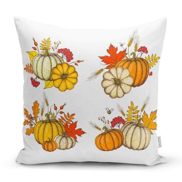 Pumpkin Pillow Cover|Fall Trend Cushion Case|Orange Gray Green Yellow White Pumpkin Throw Pillow|Farmhouse Style Welcome Fall Pillow Cover