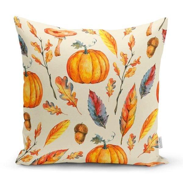 Pumpkin Pillow Cover|Fall Trend Cushion Case|Orange Gray Pumpkin Throw Pillow|Decorative Pillow Case|Farmhouse Style Thanksgiving Pillow