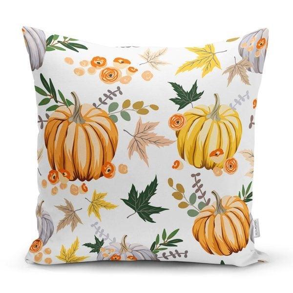 Pumpkin Pillow Cover|Fall Trend Cushion Case|Orange Gray Pumpkin Throw Pillow|Decorative Pillow Case|Farmhouse Style Thanksgiving Pillow