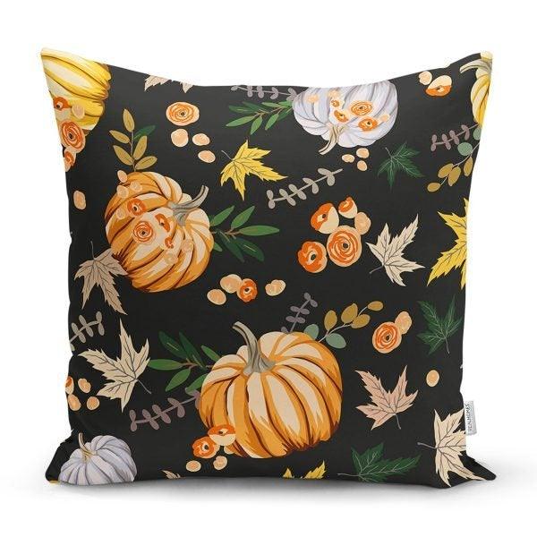 Pumpkin Pillow Cover|Fall Trend Cushion Case|Orange Gray Pumpkin Throw Pillow|Decorative Pillow Case|Farmhouse Style Thanksgiving Pillow