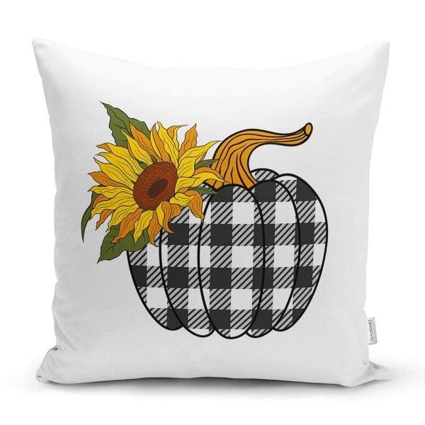 Pumpkin Pillow Cover|Fall Trend Cushion Case|Plaid Orange Red Yellow Pumpkin Throw Pillow|Decorative Pillow Case|Farmhouse Halloween Pillow