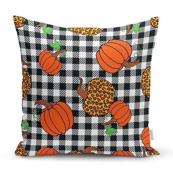 Pumpkin Pillow Cover|Fall Trend Cushion Case|Plaid Orange Red Yellow Pumpkin Throw Pillow|Decorative Pillow Case|Farmhouse Halloween Pillow