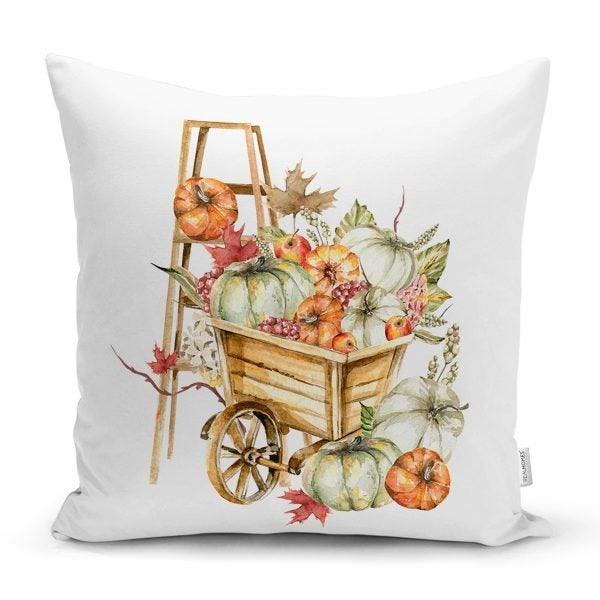 Pumpkin Pillow Cover|Fall Trend Cushion Case|Orange Gray Pumpkin Throw Pillow|Decorative Pillow Case|Farmhouse Style Halloween Pillow Cover