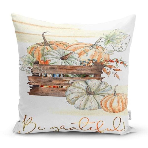 Pumpkin Pillow Cover|Fall Trend Cushion Case|Orange Gray Pumpkin Throw Pillow|Decorative Pillow Case|Farmhouse Style Halloween Pillow Cover