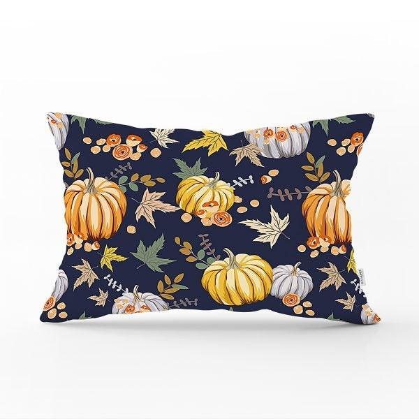 Fall Trend Pillow Cover|Rectangle Pumpkin Cushion Case|Decorative Orange Gray Pumpkin Throw Pillow|Farmhouse Style Thanksgiving Cushion Case