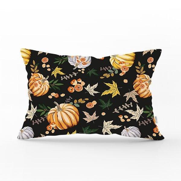 Fall Trend Pillow Cover|Rectangle Pumpkin Cushion Case|Decorative Orange Gray Pumpkin Throw Pillow|Farmhouse Style Thanksgiving Cushion Case