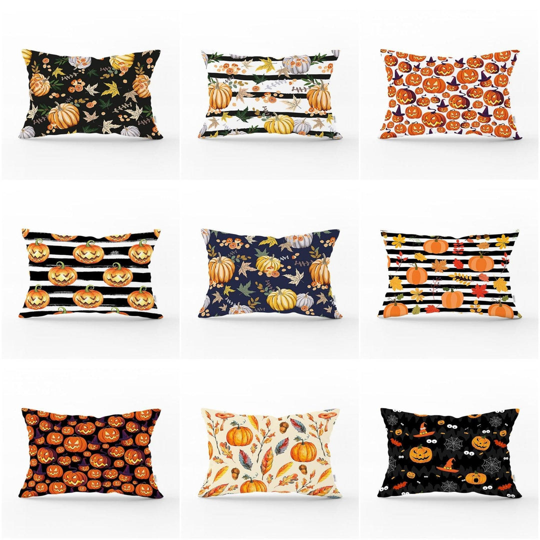 Fall Trend Pillow Cover|Rectangle Pumpkin Cushion Case|Decorative Orange Gray Pumpkin Throw Pillow|Farmhouse Style Thanksgiving Cushion Case