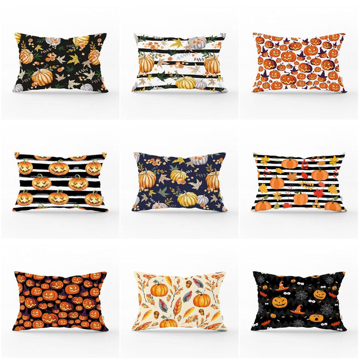 Fall Trend Pillow Cover|Rectangle Pumpkin Cushion Case|Decorative Orange Gray Pumpkin Throw Pillow|Farmhouse Style Thanksgiving Cushion Case