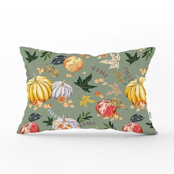 Fall Trend Pillow Cover|Rectangle Pumpkin Cushion Case|Yellow Orange Gray Pumpkin Throw Pillow|Farmhouse Style Thanksgiving Cushion Case