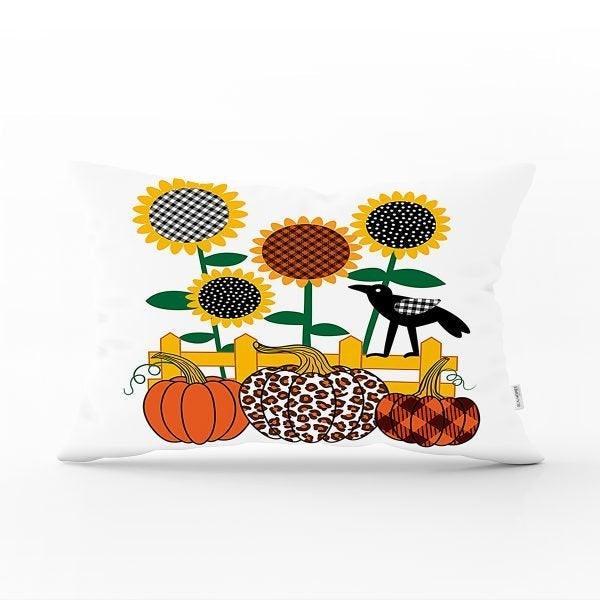 Fall Trend Pillow Cover|Rectangle Pumpkin Cushion Case|Yellow Orange Gray Pumpkin Throw Pillow|Farmhouse Style Thanksgiving Cushion Case