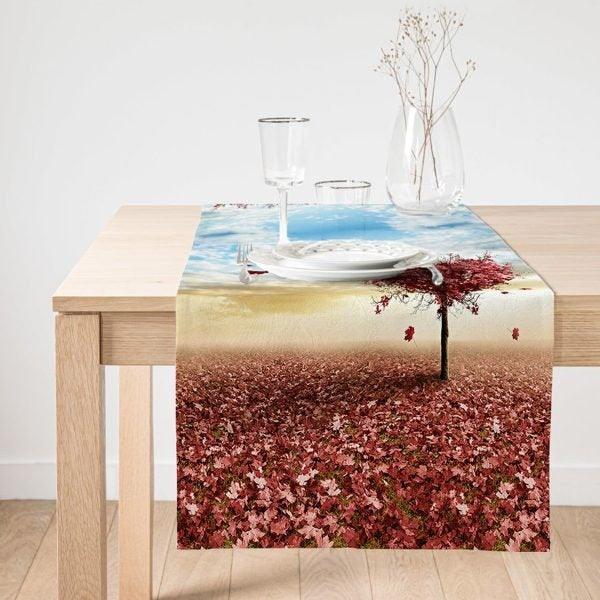 Fall Trend Table Runner|High Quality Leaves Table Runner|Pale Color Home Decor|Farmhouse Table Decor|Autumn Tree Decor|Fall Theme Tablecloth