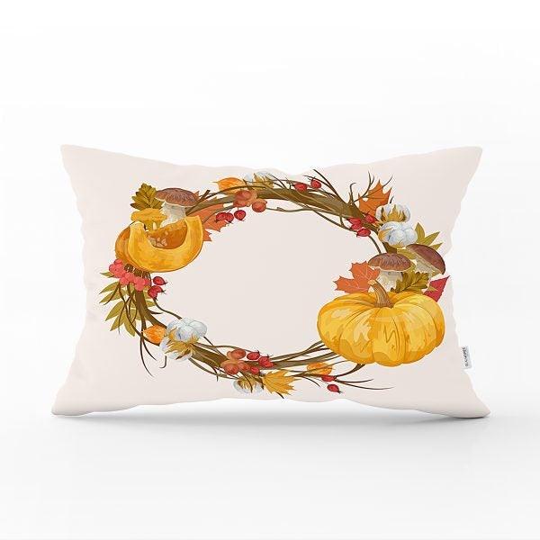 Fall Trend Pillow Cover|Rectangle Welcome Fall Cushion Case|Fall Umbrella Pillow|Gray Checkered Pumpkin Throw Pillow|Farmhouse Style Cushion