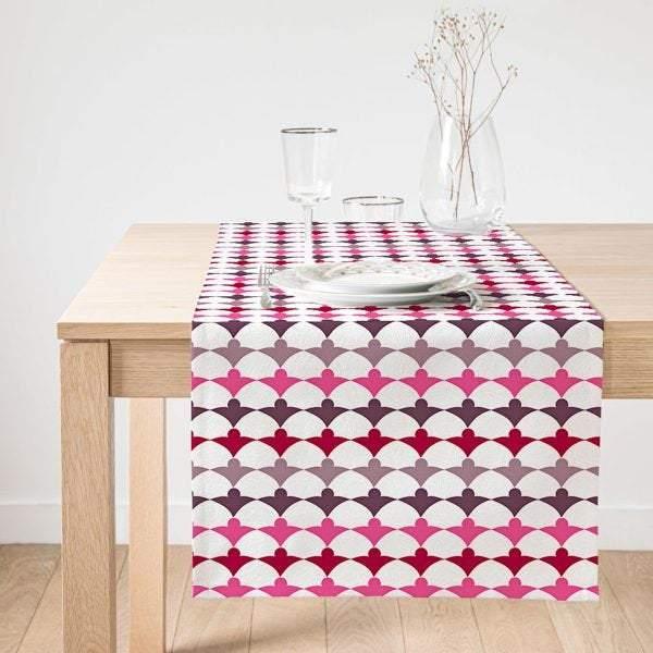 Abstract Geometric Table Runner|Decorative Table Runner|Colorful Pattern Suede Runner|Pinky Authentic Table Decor|Modern Style Table Runner