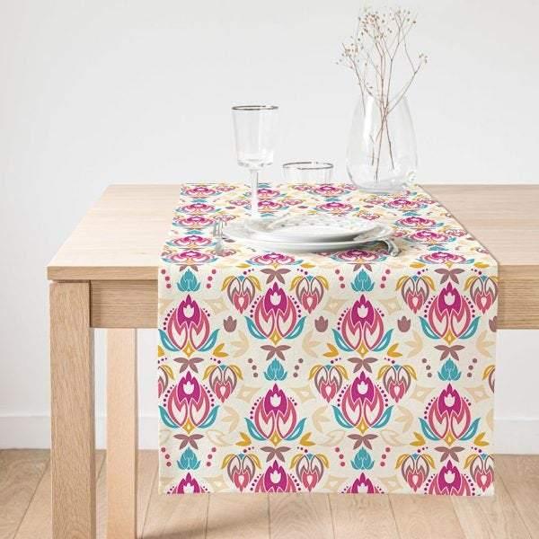 Abstract Geometric Table Runner|Decorative Table Runner|Colorful Pattern Suede Runner|Pinky Authentic Table Decor|Modern Style Table Runner