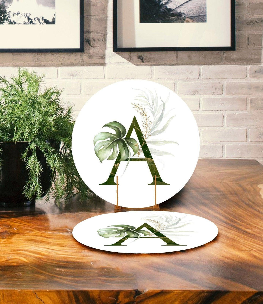 Green Leaves Placemat & Table Runner|Floral Table Top|Set of 2 Leaves Supla Table Mat|Round American Service Dining Underplate and Coasters