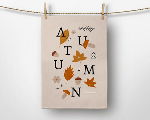 2pcs Linen Tea Towels with Pumpkin Print - Fall Theme Kitchen Decor