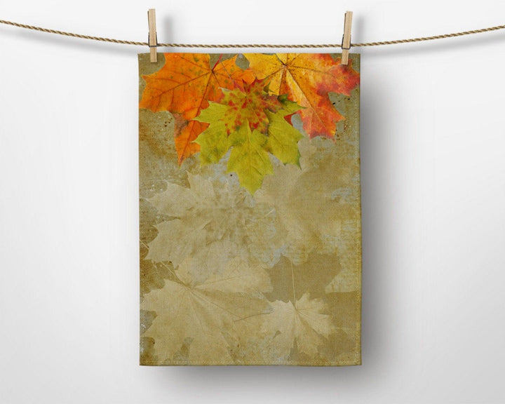 Fall Trend Kitchen Towel|Autumn Leaves Dish Towel|Autumn Print Hand Towel|Decorative Hand Towel|Dry Leaves Tea Towel|Autumn Trend Hand Towel