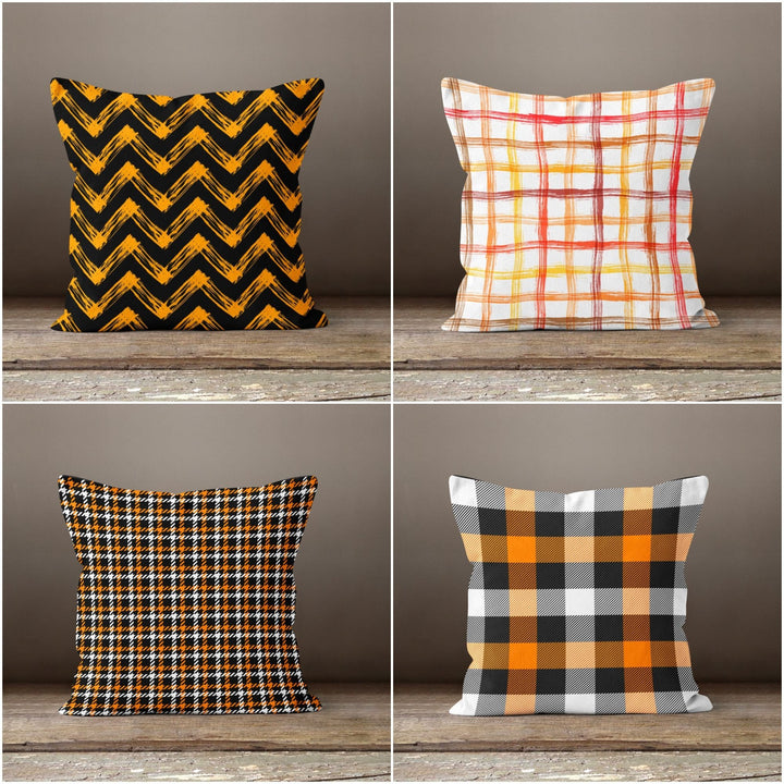 Fall Trend Pillow Cover|Autumn Cushion Case|Fall Colors Checkered Throw Pillow|Housewarming Zigzag Home Decor|Farmhouse Pillow Case Gift