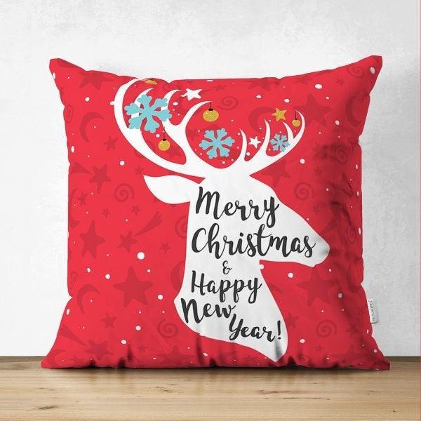 Christmas Pillow Cover|Christmas Deer Home Decor|Suede Winter Trend Pillow Case|Housewarming New Year Gift|Merry Xmas Throw Pillow Cover