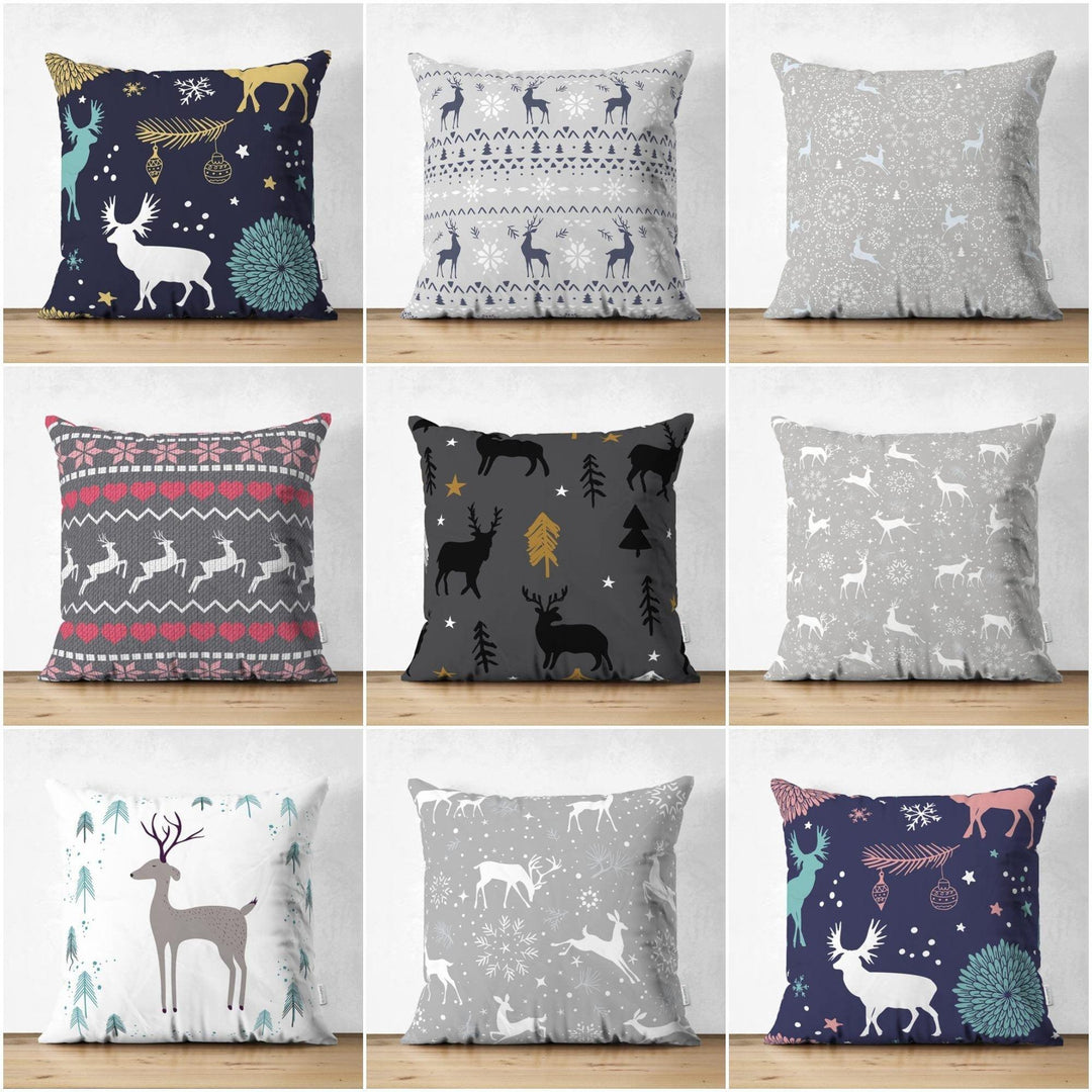 Christmas Pillow Cover|Christmas Deer Home Decor|Suede Winter Trend Pillow Case|Housewarming Xmas Gift Idea|Christmas Throw Pillow Cover