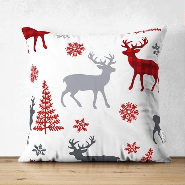 Christmas Pillow Cover|Christmas Deer Home Decor|Suede Winter Trend Pillow Top|Housewarming Xmas Gift Idea|Christmas Tree Throw Pillow Cover