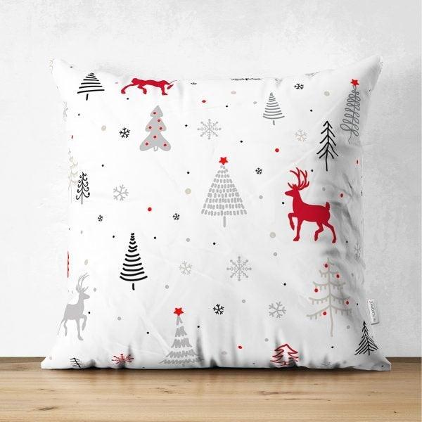 Christmas Pillow Cover|Christmas Deer Home Decor|Suede Winter Trend Pillow Top|Housewarming Xmas Gift Idea|Christmas Tree Throw Pillow Cover