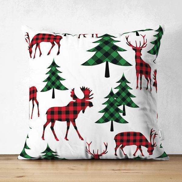 Christmas Pillow Cover|Christmas Deer Home Decor|Suede Winter Trend Pillow Top|Housewarming Xmas Gift Idea|Christmas Tree Throw Pillow Cover