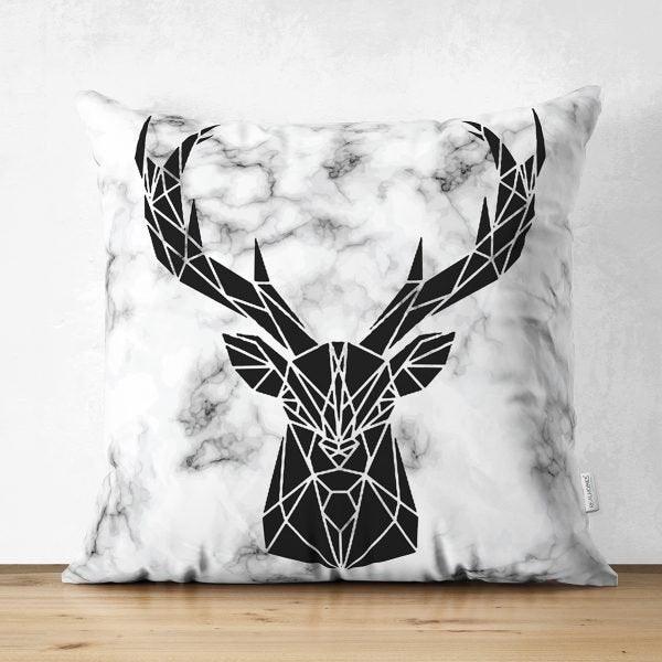 Christmas Pillow Cover|Christmas Deer Head Home Decor|Suede Winter Trend Pillow Top|Housewarming Xmas Gift Idea|Christmas Throw Pillow Cover