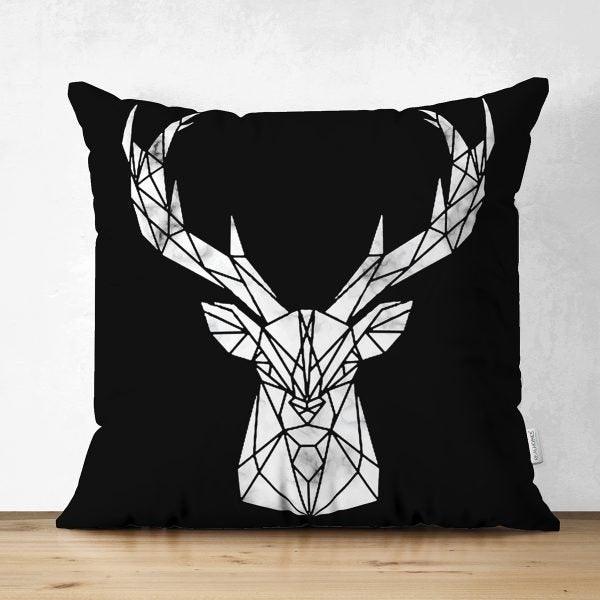 Christmas Pillow Cover|Christmas Deer Head Home Decor|Suede Winter Trend Pillow Top|Housewarming Xmas Gift Idea|Christmas Throw Pillow Cover