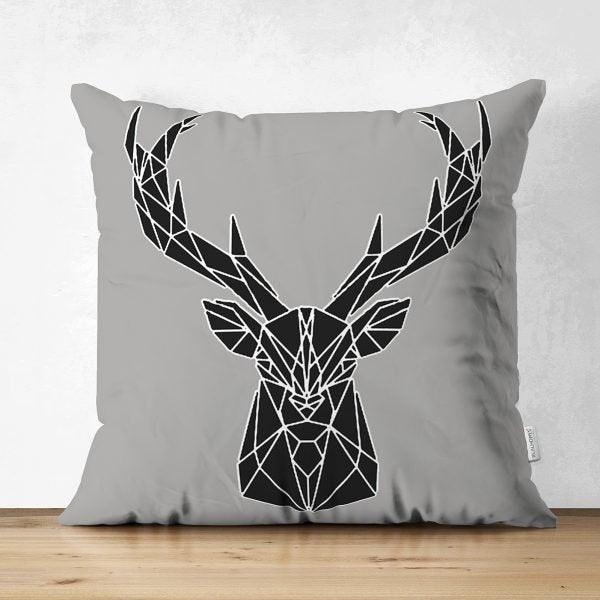 Christmas Pillow Cover|Christmas Deer Head Home Decor|Suede Winter Trend Pillow Top|Housewarming Xmas Gift Idea|Christmas Throw Pillow Cover