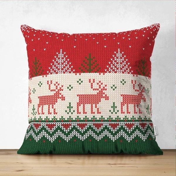 Christmas Pillow Cover|Christmas Deer Home Decor|Suede Winter Trend Pillow Top|Housewarming Xmas Gift Idea|Christmas Deer Throw Pillow Cover