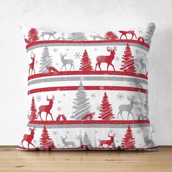 Christmas Pillow Cover|Christmas Deer Home Decor|Suede Winter Trend Pillow Top|Housewarming Xmas Gift Idea|Christmas Deer Throw Pillow Cover