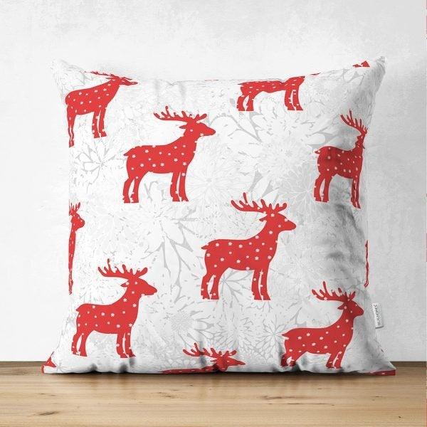 Christmas Pillow Cover|Christmas Deer Home Decor|Suede Winter Trend Pillow Top|Housewarming Xmas Gift Idea|Christmas Deer Throw Pillow Cover