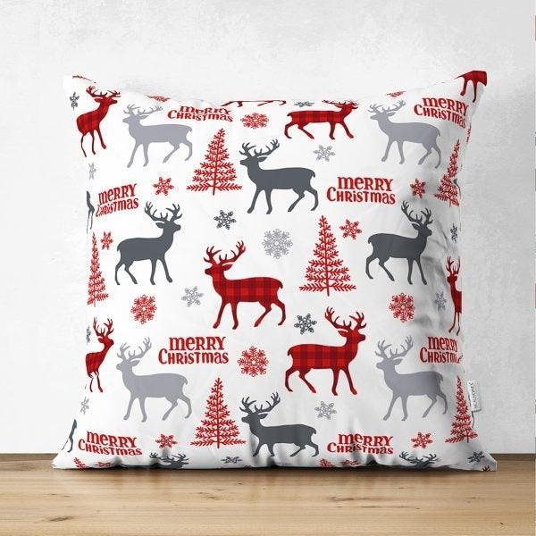 Christmas Pillow Cover|Christmas Deer Home Decor|Suede Winter Trend Pillow Top|Housewarming Xmas Gift Idea|Christmas Deer Throw Pillow Cover