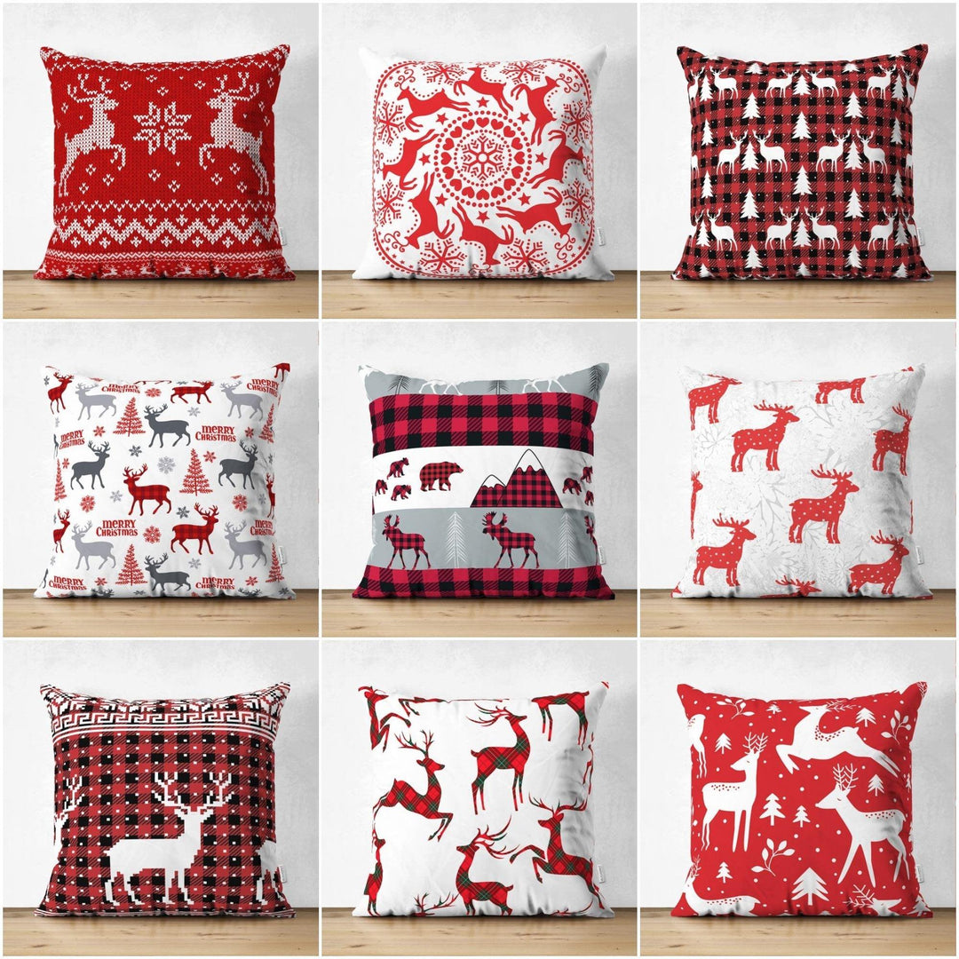 Christmas Pillow Cover|Christmas Deer Home Decor|Suede Winter Trend Pillow Top|Housewarming Xmas Gift Idea|Christmas Deer Throw Pillow Cover