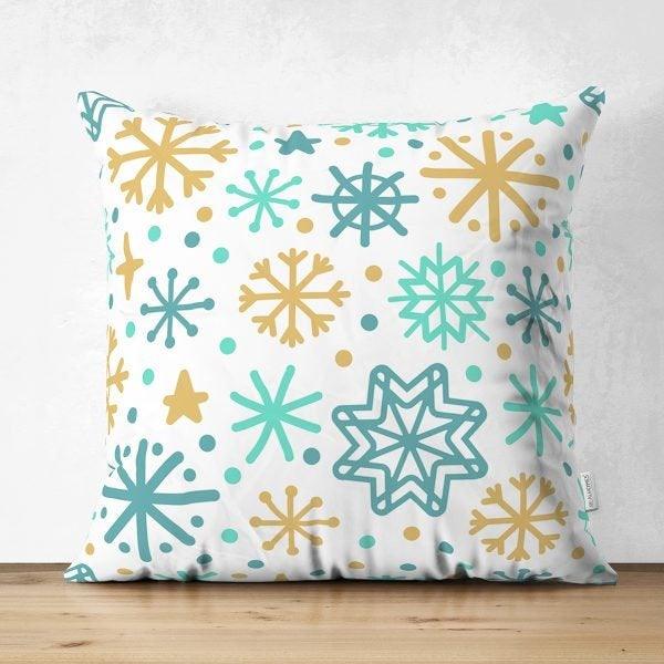 Snowflake Pillow Cover|Winter Home Decor|Suede Winter Cushion Case|Housewarming Gift|Decorative Snowflake Throw Pillow Top|Farmhouse Pillow