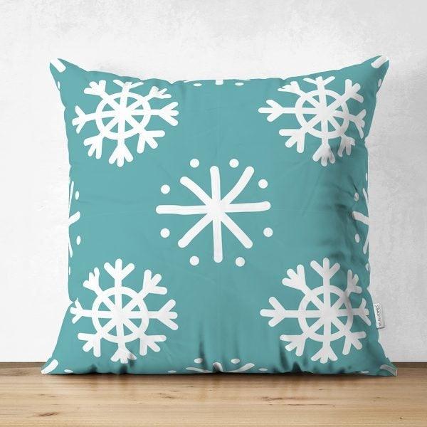 Snowflake Pillow Cover|Winter Home Decor|Suede Winter Cushion Case|Housewarming Gift|Decorative Snowflake Throw Pillow Top|Farmhouse Pillow