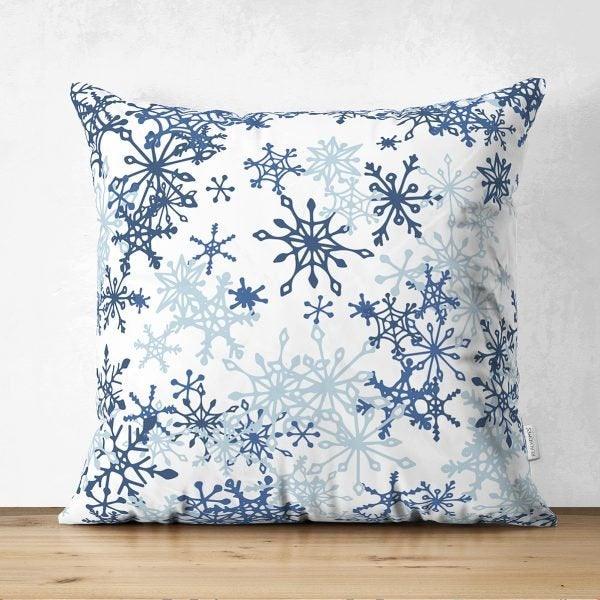 Snowflake Pillow Cover|Winter Home Decor|Suede Winter Cushion Case|Housewarming Gift|Decorative Snowflake Throw Pillow Top|Farmhouse Pillow