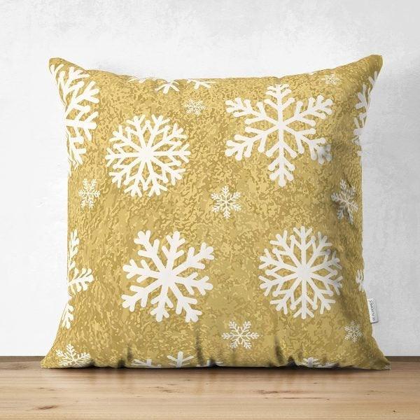 Snowflake Pillow Cover|Winter Home Decor|Suede Winter Cushion Case|Housewarming Gift|Decorative Snowflake Throw Pillow Top|Farmhouse Pillow