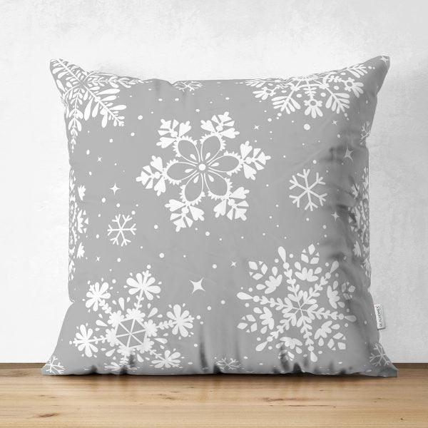 Snowflake Pillow Cover|Winter Home Decor|Suede Winter Cushion Case|Housewarming Gift|Decorative Snowflake Throw Pillow Top|Farmhouse Pillow