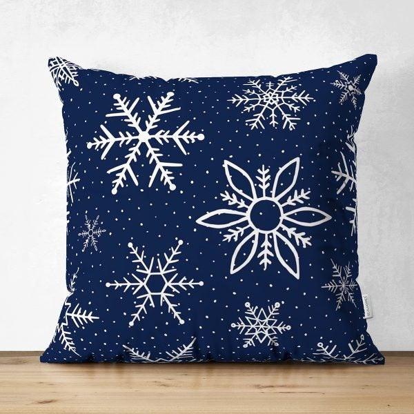 Snowflake Pillow Cover|Winter Home Decor|Suede Winter Cushion Case|Housewarming Gift|Decorative Snowflake Throw Pillow Top|Farmhouse Pillow