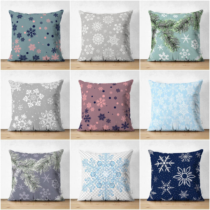 Snowflake Pillow Cover|Winter Home Decor|Suede Winter Cushion Case|Housewarming Gift|Decorative Snowflake Throw Pillow Top|Farmhouse Pillow