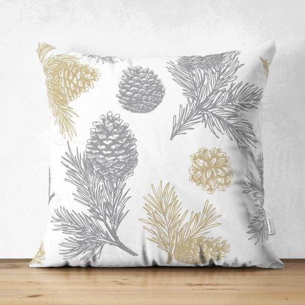 Decorative Pillow Covers|Pinecones Cushion Case|Pine Needle Throw Pillow|Pinecones Home Decor|Housewarming Farmhouse Winter Pillow Case