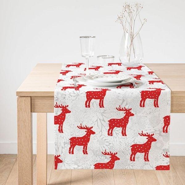 Christmas Table Runner|Winter Trend Table Top|Merry Christmas, Happy New Year Table Decor|Farmhouse Style Tablecloth|Christmas Kitchen Decor